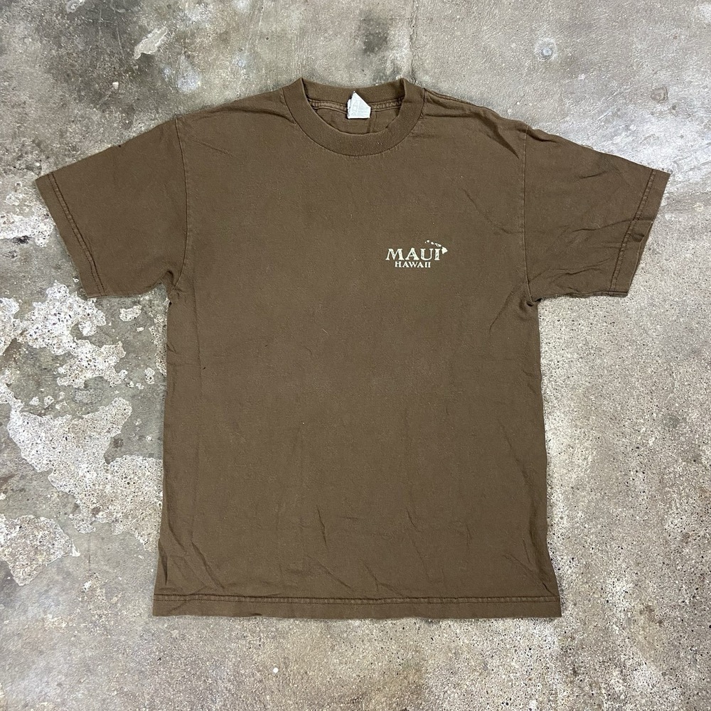 Vintage Maui Hawaii T-Shirt Size Medium Brown Short Sleeve Tropical Graphic